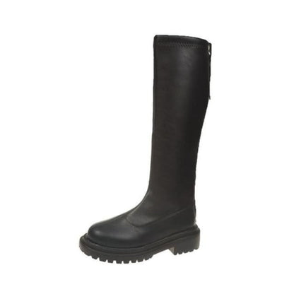 Fodrade Vinterstövlar Dam Trendig Eco Leather med Halkfri Sula och Blixtlås-1