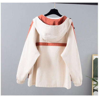 Dam Vindtät Huvjacka Av Polyester Avslappnad Stil-3