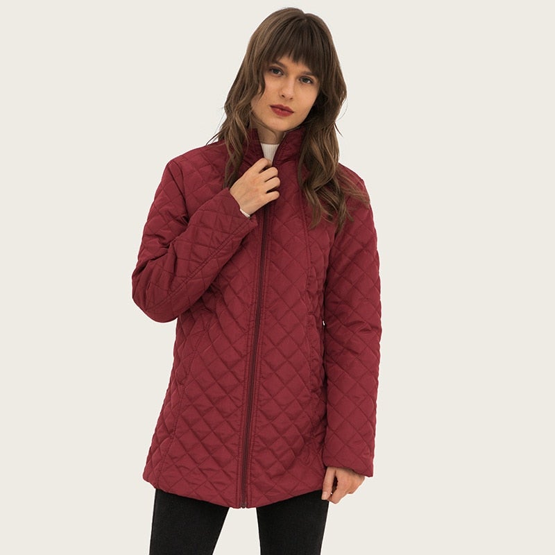 Damjacka Modern Design i Bomull och Polyester för Hösten-4