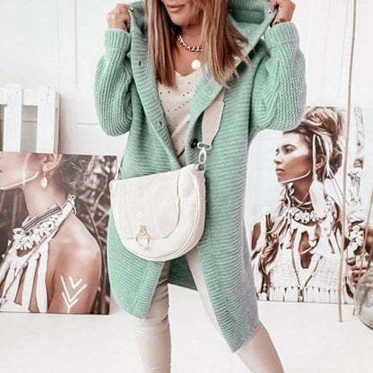 Variant image for Lång Kofta Dam Huva i Bomull och Polyester Cardigan-5