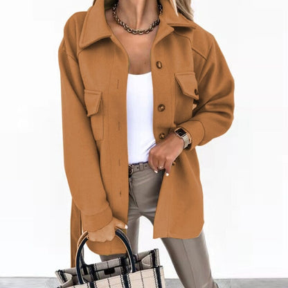 Dam Blazer Skjorta Av Hållbar Bomull Polyester Trendig Design-5