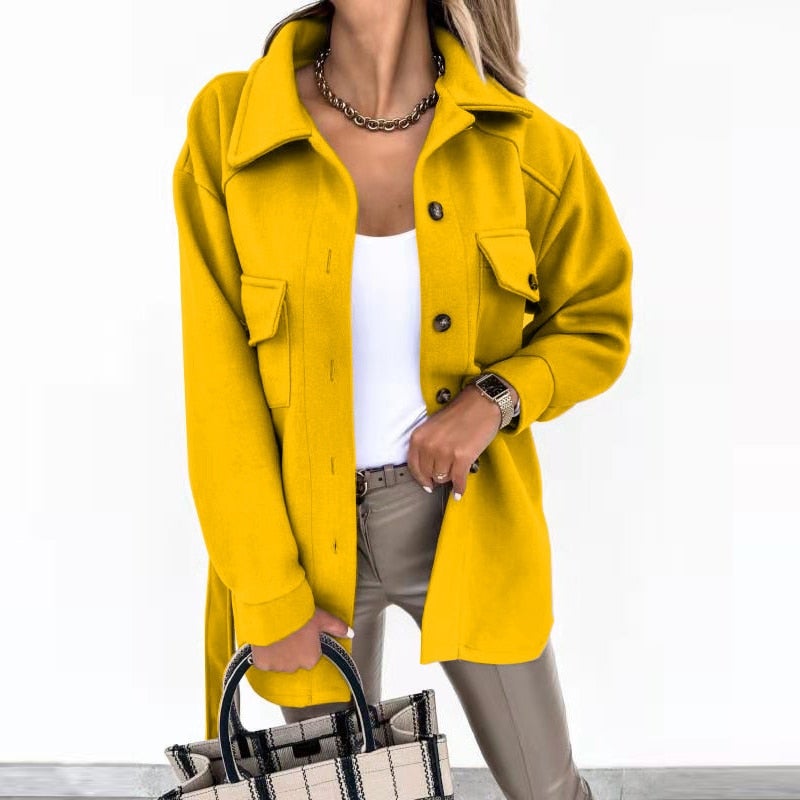 Dam Blazer Skjorta Av Hållbar Bomull Polyester Trendig Design-3