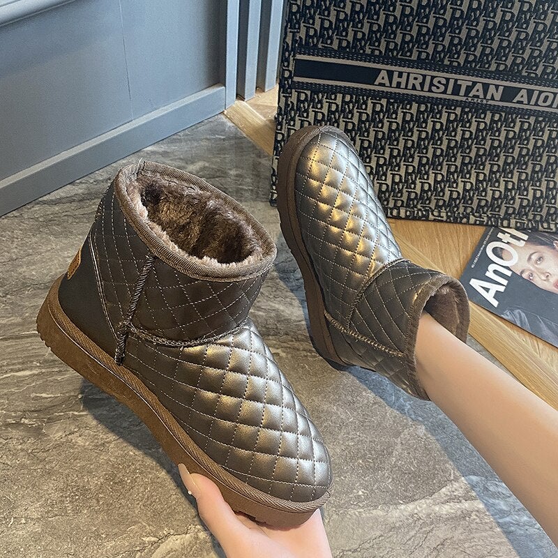 Kvinnors Snöstövlar Eco Leather Metallfinish Väderresistent-4