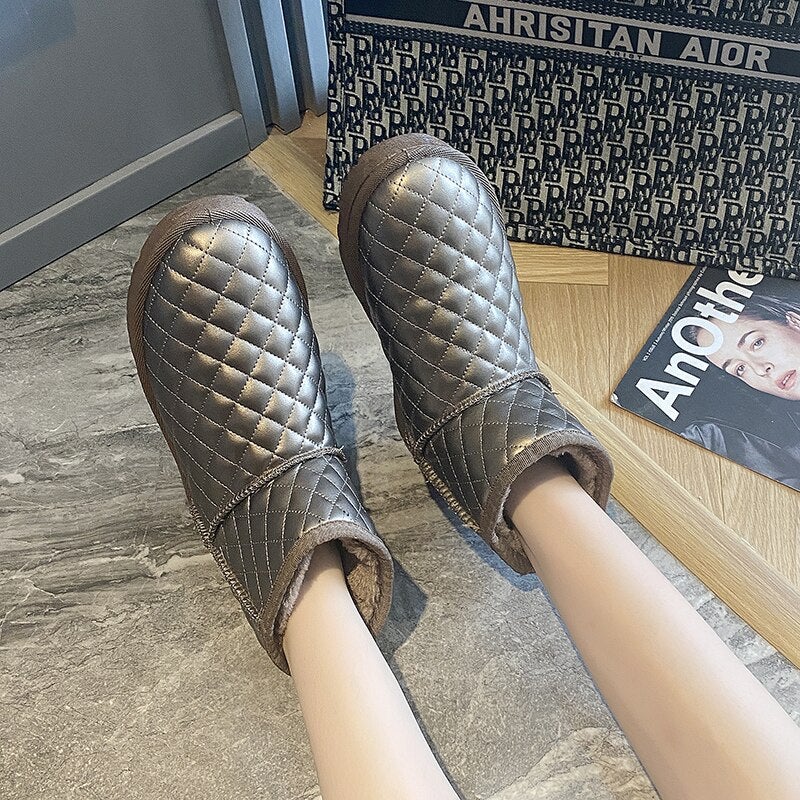 Kvinnors Snöstövlar Eco Leather Metallfinish Väderresistent-1