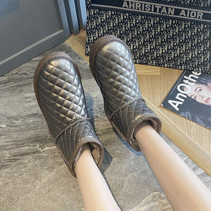 Kvinnors Snöstövlar Eco Leather Metallfinish Väderresistent-1