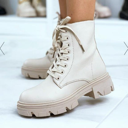 Dam Stövlar Spets-up Eco Leather med Snörning och Sido-Drogkedja-5