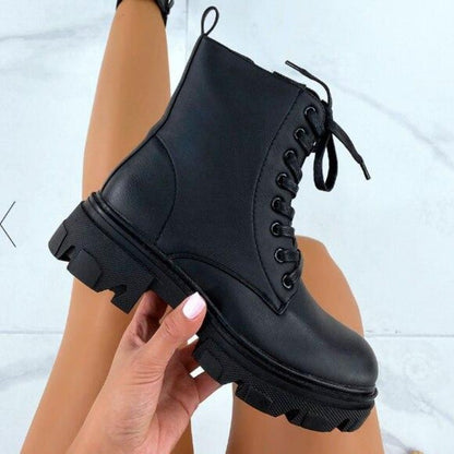 Variant image for Dam Stövlar Spets-up Eco Leather med Snörning och Sido-Drogkedja-8