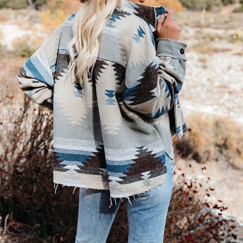 Dam Skjortajacka med Överflödig Krage Bomull Polyester-6