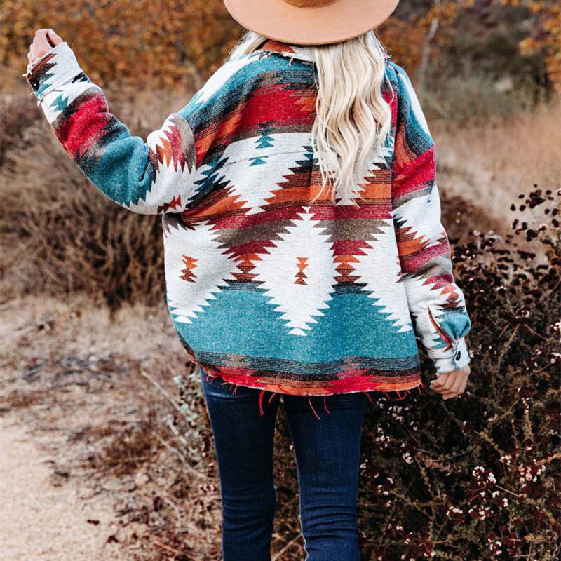 Dam Skjortajacka med Överflödig Krage Bomull Polyester-4