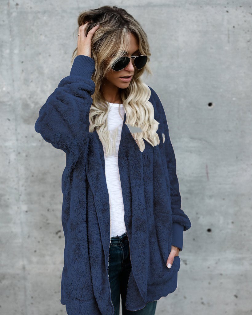 Variant image for Lång Kofta Dam Mjuk Bomull Höftlång Loose Fit-11