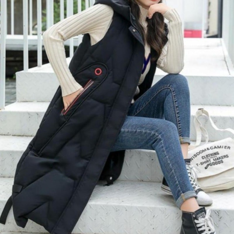 Dam Lång Väst Sportig Vattenresistent Polyester Quiltad-3