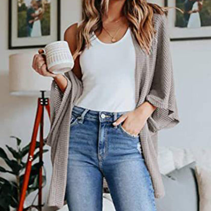 Dam Poncho Cardigan Casual Bomull Polyester-3