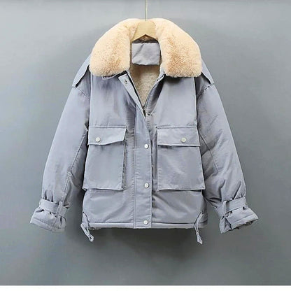 Variant image for Kvinnors Parkajacka Avslappnad Vinter Mjuk Blandningstyg-17