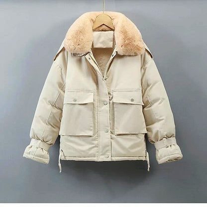Variant image for Kvinnors Parkajacka Avslappnad Vinter Mjuk Blandningstyg-5