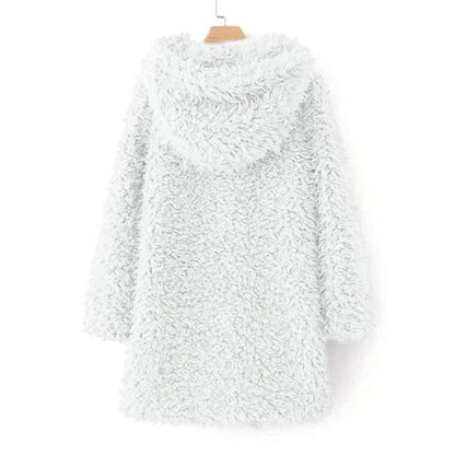 Dam Vinterrock Teddy Fleece med Huva Elegant Midja-5