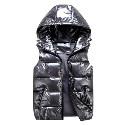 Herr Dunväst Sportig Glänsande Quiltad Polyester 2