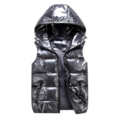 Herr Dunväst Sportig Glänsande Quiltad Polyester 7