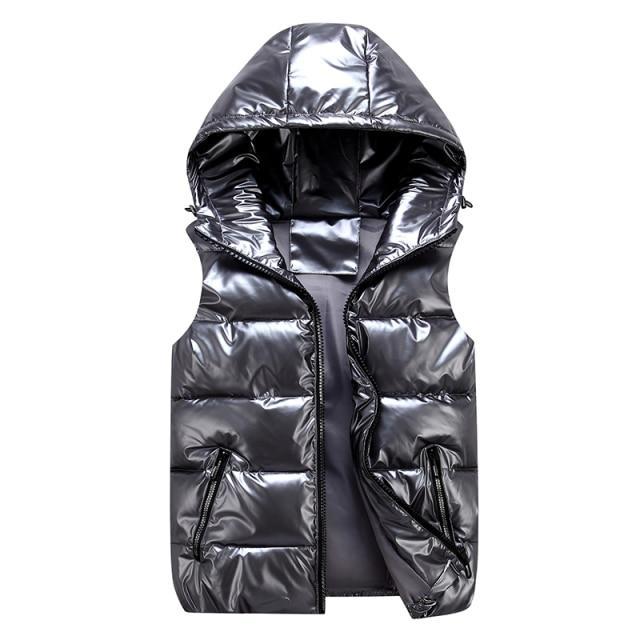 Herr Dunväst Sportig Glänsande Quiltad Polyester 1