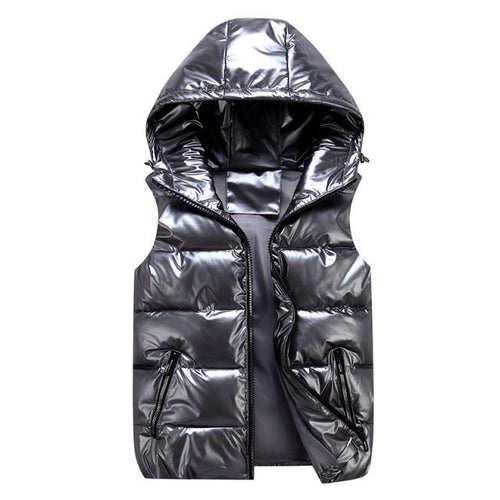 Herr Dunväst Sportig Glänsande Quiltad Polyester 1