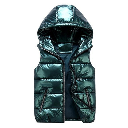 Herr Dunväst Sportig Glänsande Quiltad Polyester 10