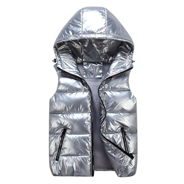Herr Dunväst Sportig Glänsande Quiltad Polyester 11