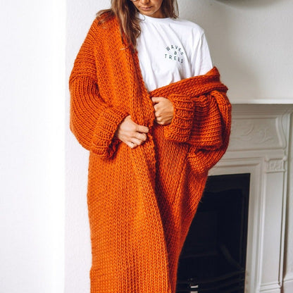 Stickad Dam Tröja Kuddly Mjuk Bomull-4