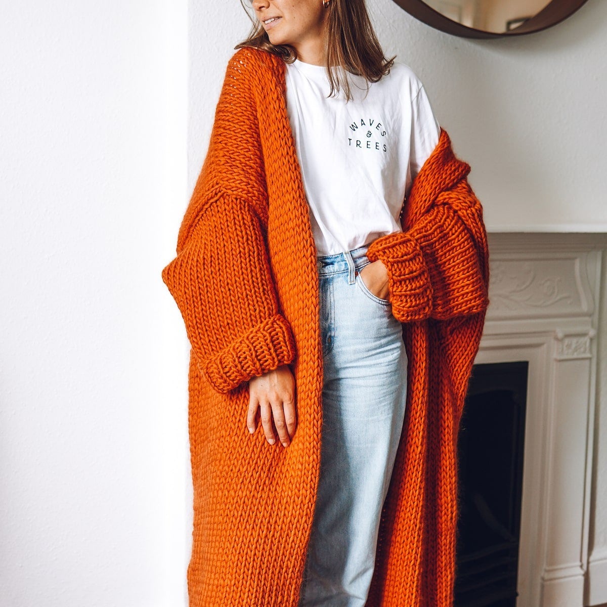 Stickad Dam Tröja Kuddly Mjuk Bomull-3