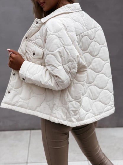 Damjacka Quiltningsjacka Klassisk Krage Bomull Polyester-6