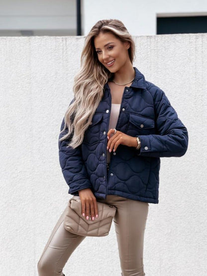 Damjacka Quiltningsjacka Klassisk Krage Bomull Polyester-3