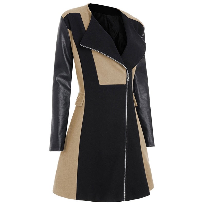 Dam Fritidsrock Två-Ton Bomull Polyester Lång Snitt-2