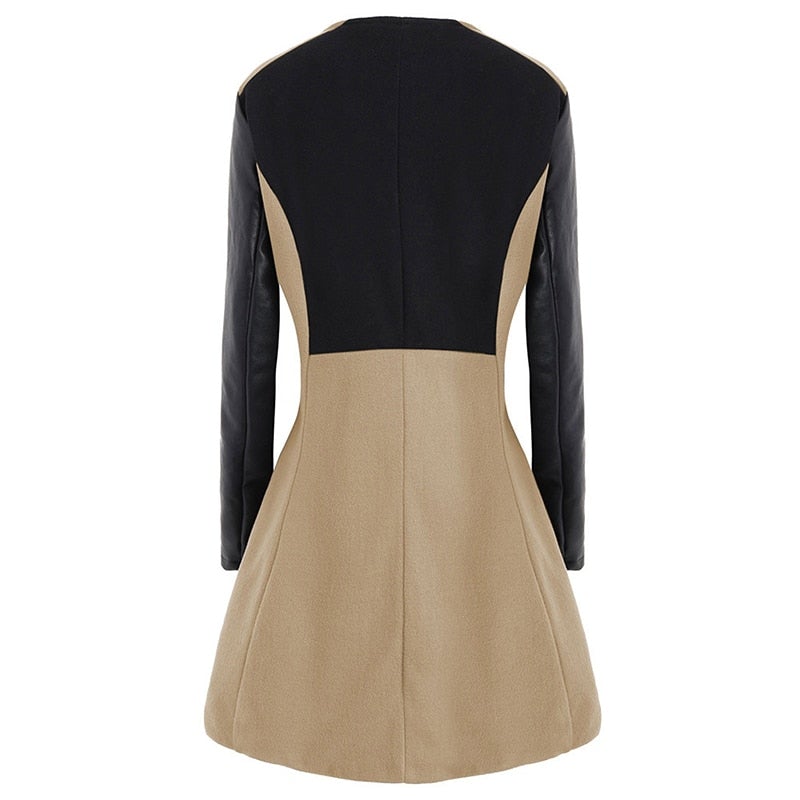 Dam Fritidsrock Två-Ton Bomull Polyester Lång Snitt-3