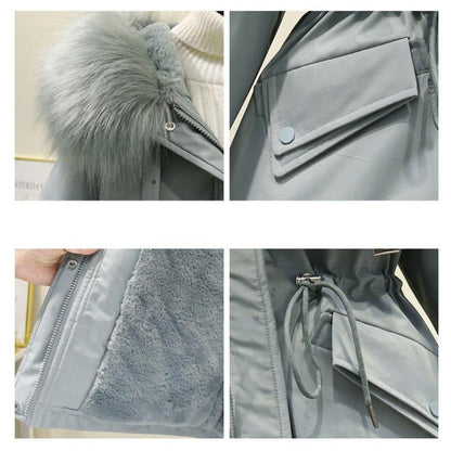 Dam Parkas med Huva Avslappnad Bomull och Polyester-3