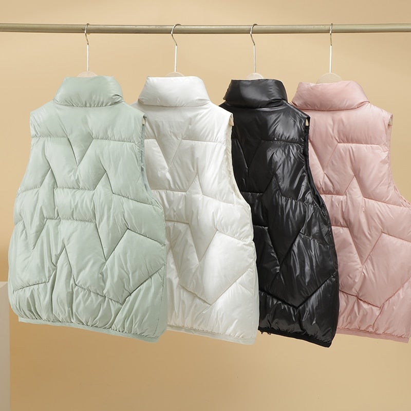 Dunväst Dam Quiltad Bomull Polyester Trendig-2