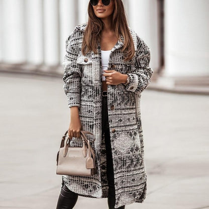 Dam Kappa Lång Casual Bomull Polyester med Bröstfickor-1