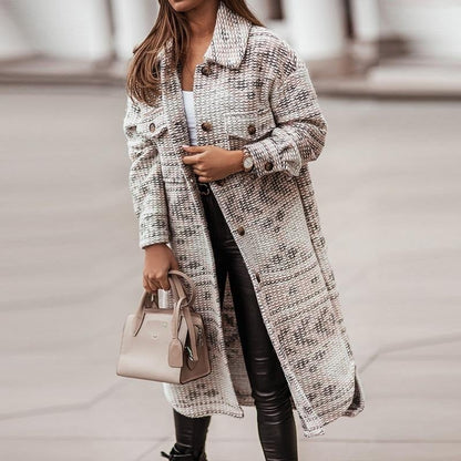 Dam Kappa Lång Casual Bomull Polyester med Bröstfickor-2