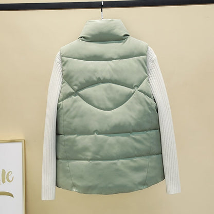 Dunväst Dam Quiltad Bomull Polyester med Ståkrage och Fickor-4