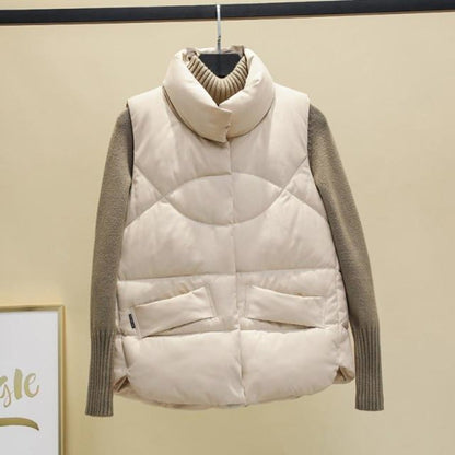 Dunväst Dam Quiltad Bomull Polyester med Ståkrage och Fickor-6