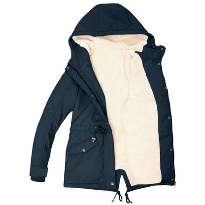 Dam Parka Modern Design Justerbar Huva Bomull Polyester-4