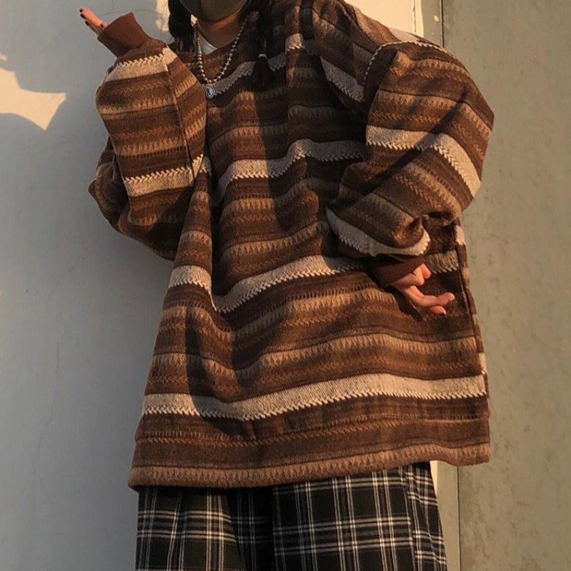 Variant image for Dam Överdimensionerad Pullover Randig Bomull Polyester-6