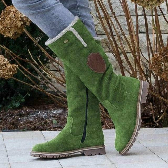 Dam Stövlar Vintage Kort Plysch Låg-4