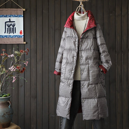 Damer Dubbelsidig Lång Kappa Quiltad Bomull Polyester-2