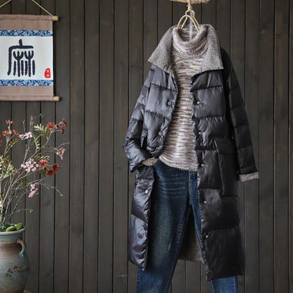 Damer Dubbelsidig Lång Kappa Quiltad Bomull Polyester-5