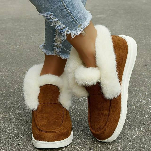 Kvinnors Snöstövlar Slip-On Plysch Gummi-2