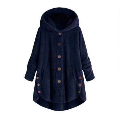 Dam Casual Teddy Pälsrock med Huva Bomull Polyester-6