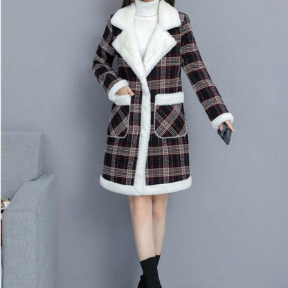Dam Caromatel Rakt Snitt Skotskt Mönster Polyester Bomull Med Teddyfyllning-6
