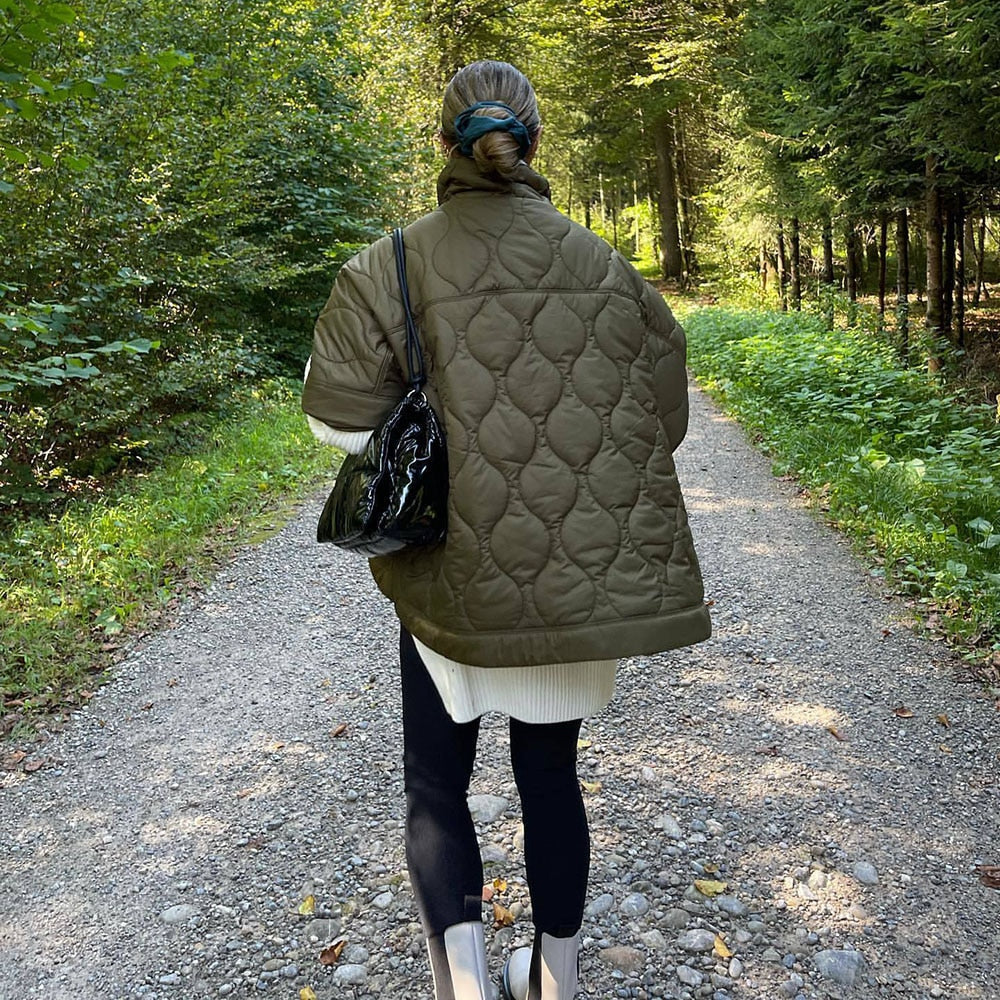 Överdimensionerad Kappa Damer Quiltad Bomull Polyester-4