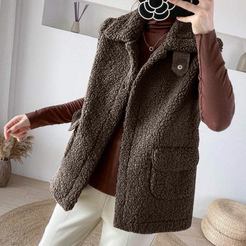 Variant image for Dam Ärmlös Väst Plysch Nära Passform-9