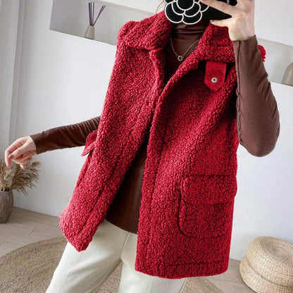 Variant image for Dam Ärmlös Väst Plysch Nära Passform-13