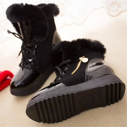 Dam Sneakers Platå Syntetiskt Läder Med Pälskrage-4