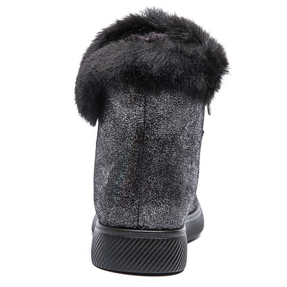 Fodrade Vinterstövlar Dam Med Varmt Foder Polyester och Dragkedja-4